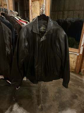 Vintage Carlo Amboldi Black Genuine Leather Bomber Jacket